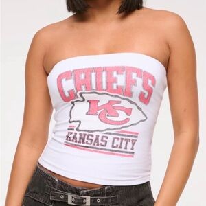 Abercrombie & Fitch White Chiefs Graphic Strapless Tube Top